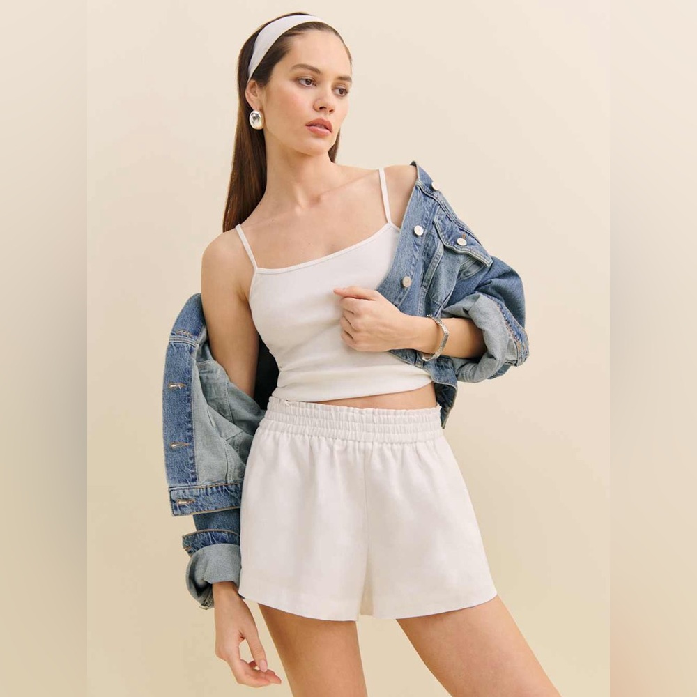 Reformation Mila Linen Short Ivory